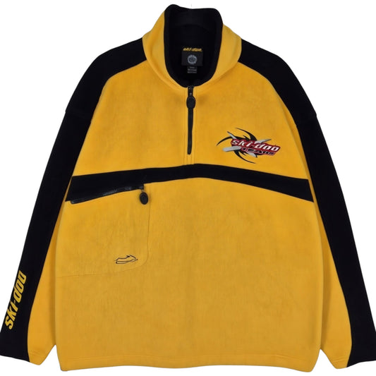 Ski Doo Yellow Quarter Zip Embroidered Fleece Jumper Size XL