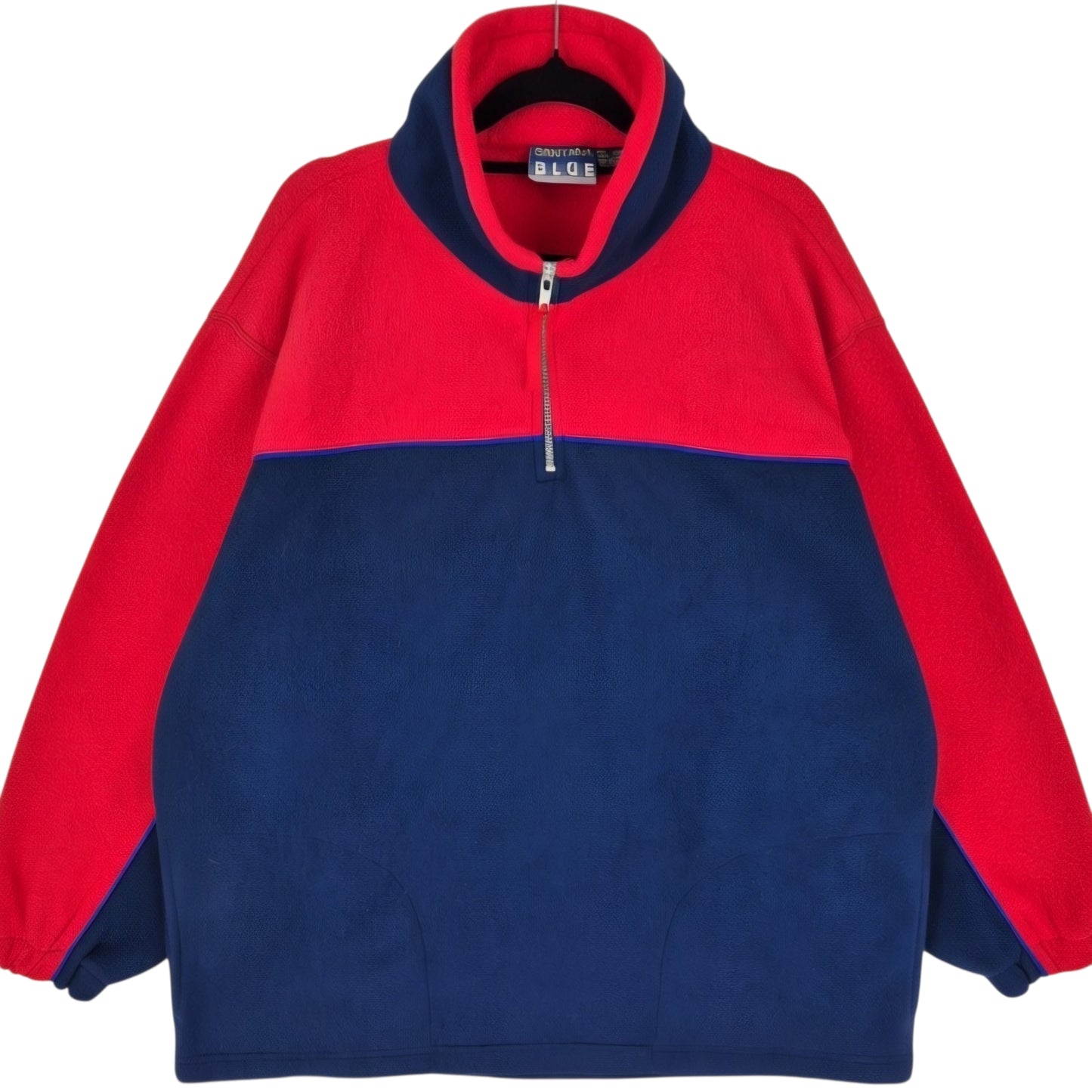 Vintage Santana Blue 90's Red Quarter Zip Fleece Jumper Size L