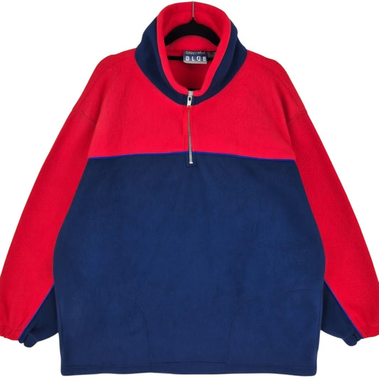 Vintage Santana Blue 90's Red Quarter Zip Fleece Jumper Size L