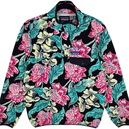 Patagonia Womens Floral Quarter Button Fleece Jumper Size L