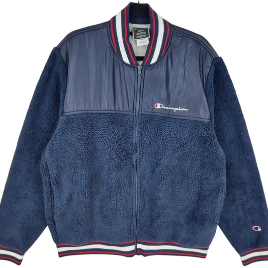 Champion Dark Blue Fleece Bomber Jacket Size L