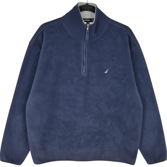 Nautica Dark Blue Quarter Zip Fleece Jumper Size XL