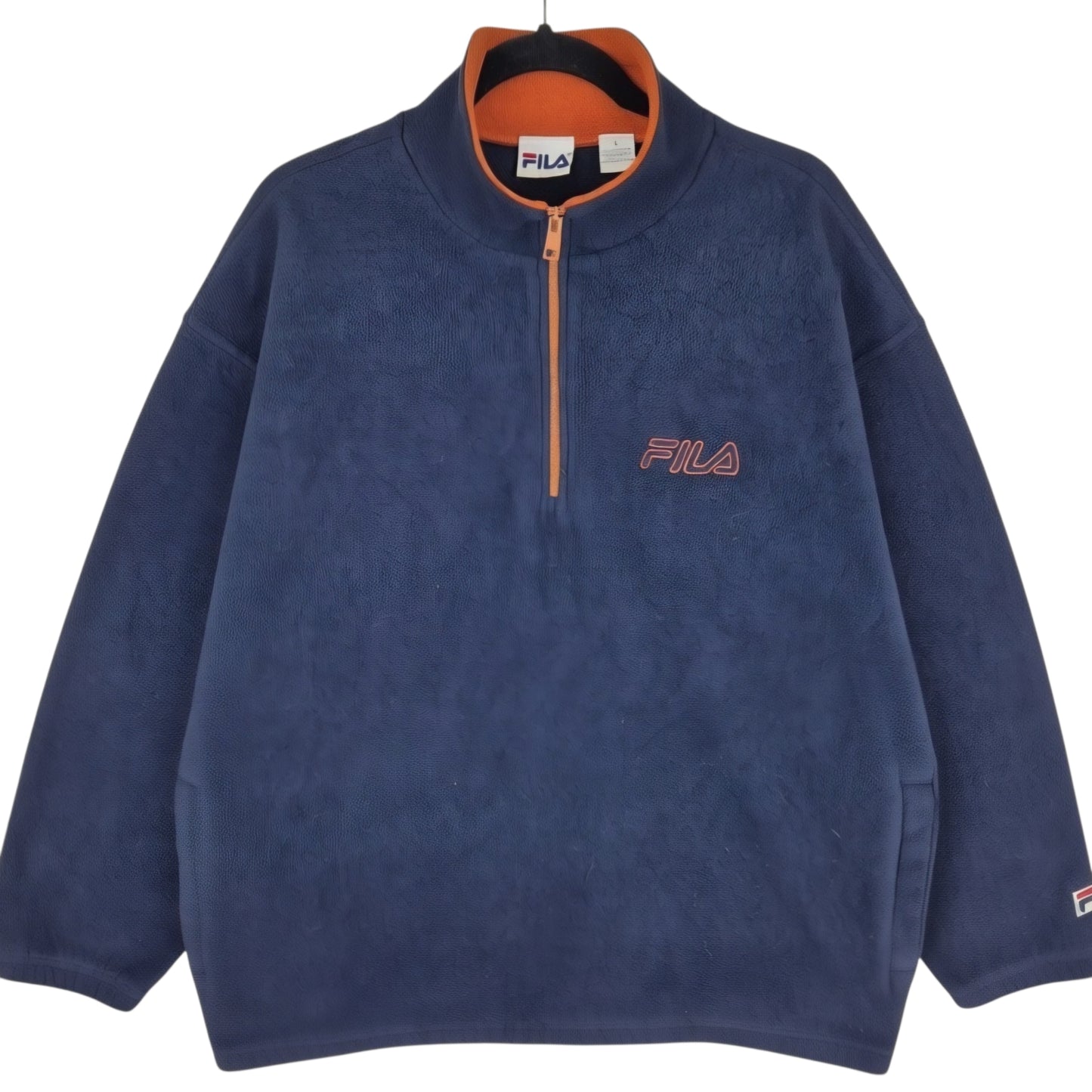 Vintage FILA Dark Blue Quarter Zip Fleece Jumper Size L