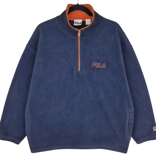 Vintage FILA Dark Blue Quarter Zip Fleece Jumper Size L