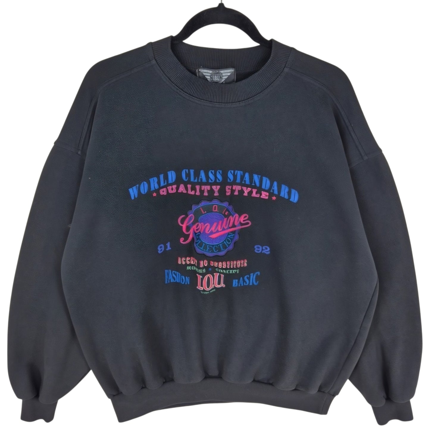 Vintage IOU Genuine Collection 1991 Black Crewneck Sweater Size L