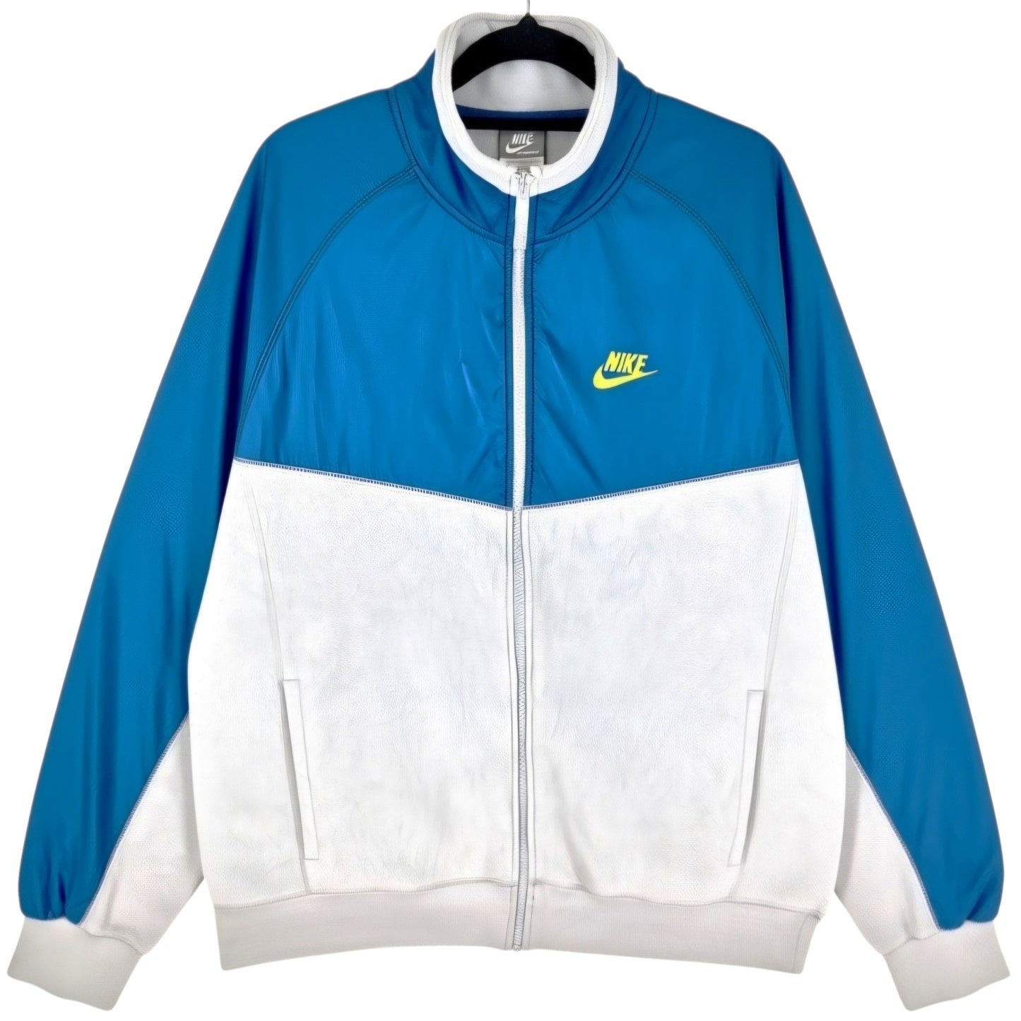 Vintage Nike 2000's Grey & Blue Fleece Zip Jumper Size XL