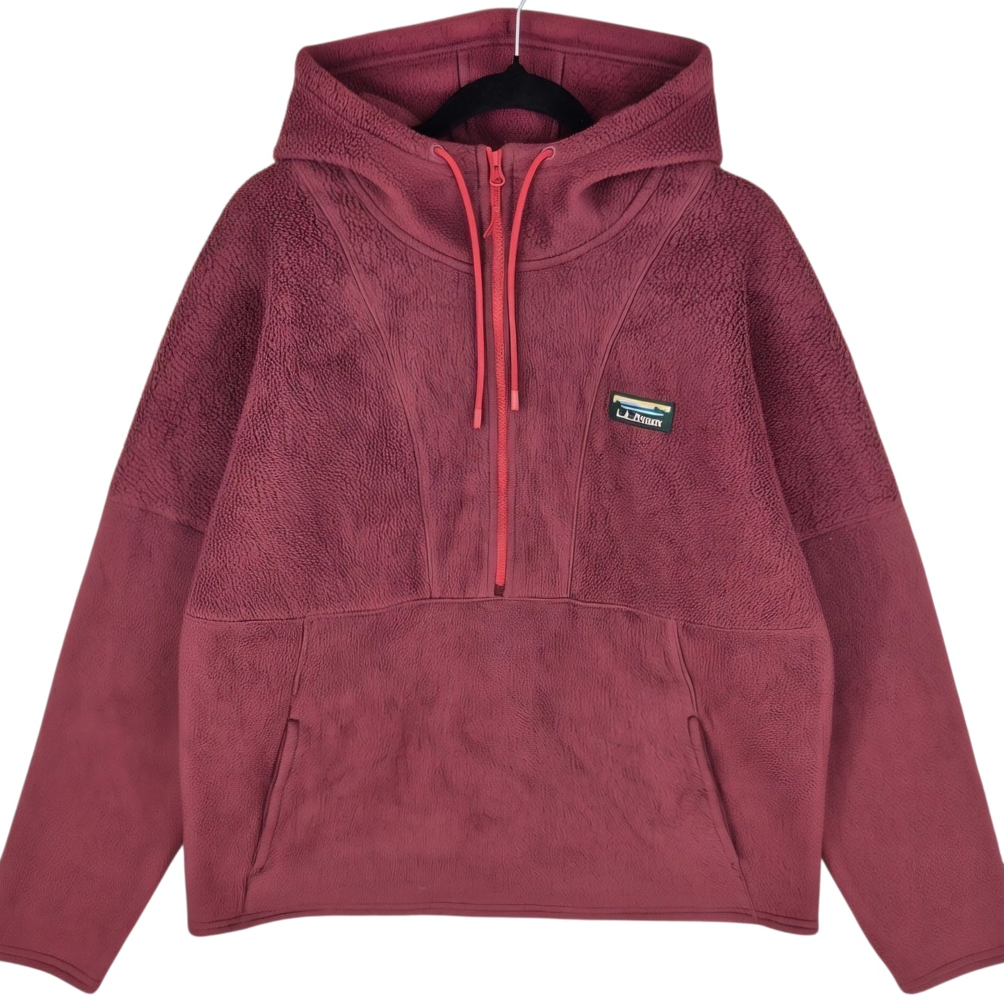 LL Bean Burgundy Half Zip Fleece Hoodie Size L