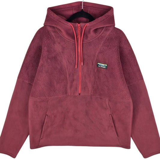 LL Bean Burgundy Half Zip Fleece Hoodie Size L
