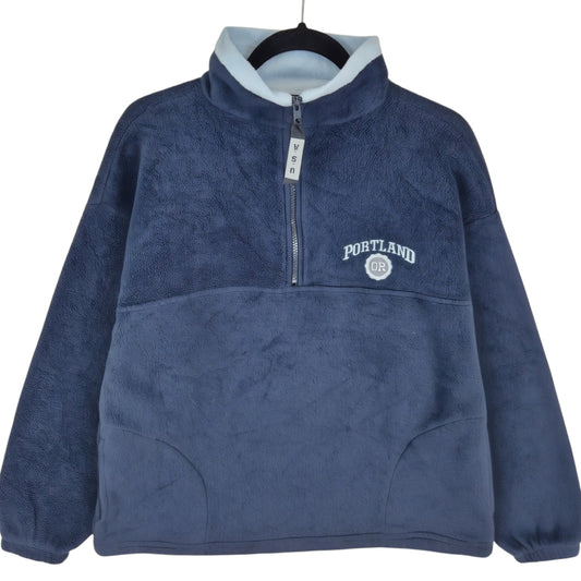 Vintage Portland Oregon 80's Dark Blue USA Made Fleece Zip Jumper Size M