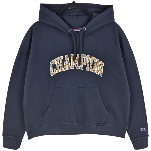 Champion Womens Black Chest Script Hoodie Size L
