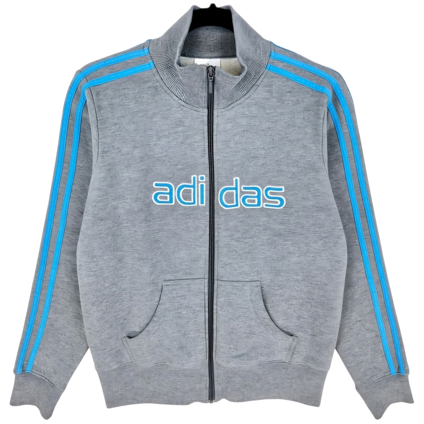 Vintage Adidas 2000's Womens Grey Embroidered Zip Sweater Size L