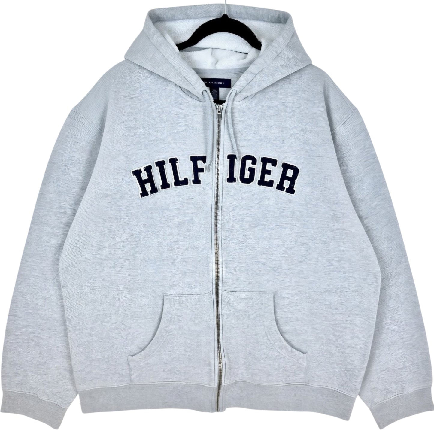 Tommy Hilfiger Light Grey Embroidered Zip Hoodie Size 2XL