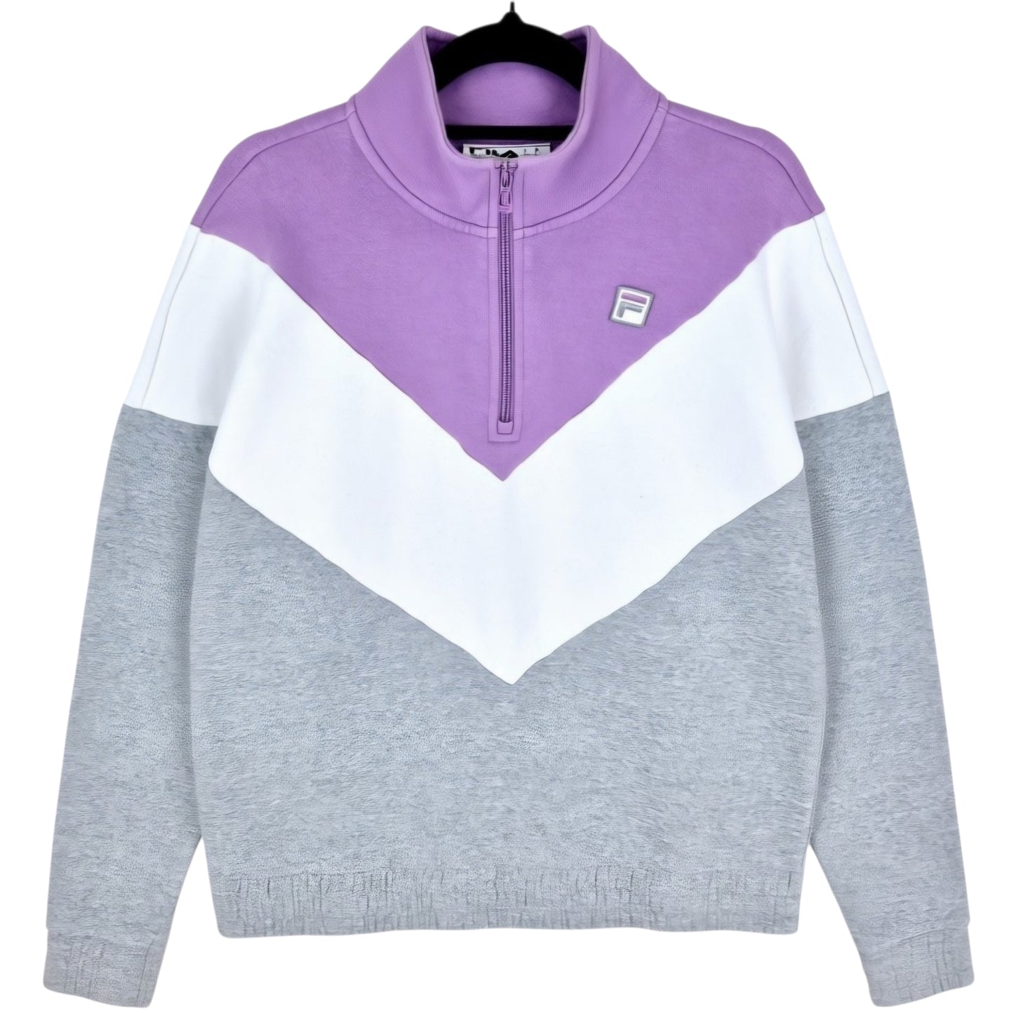 FILA Grey & Purple Quarter Zip Sweater Size M