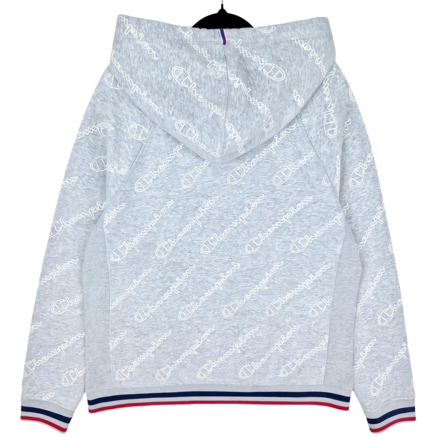 Champion Light Grey All Over Print Hoodie Size L