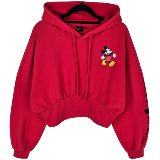 Disney Womens Red Mickey Mouse Crop Hoodie Size XL
