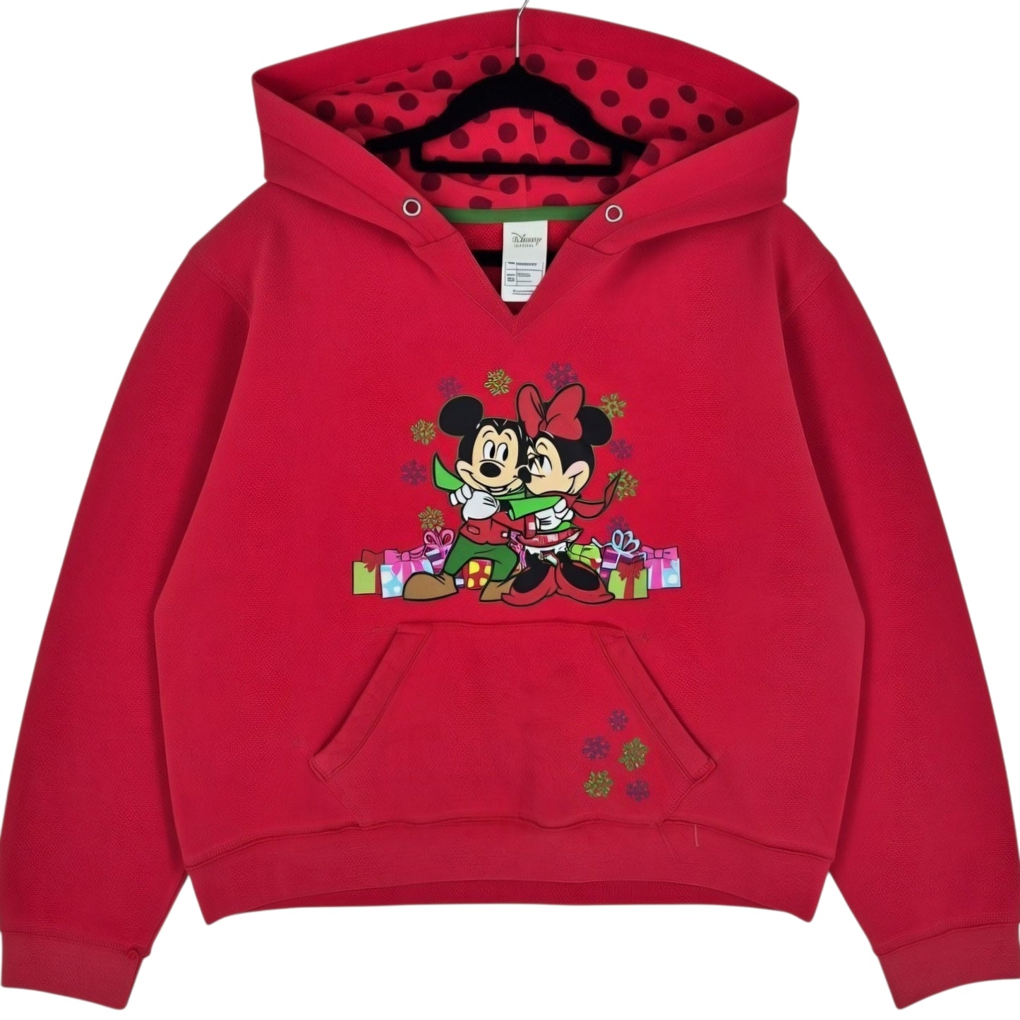 Disney Mickey Mouse Red V Neck Hoodie Size XL