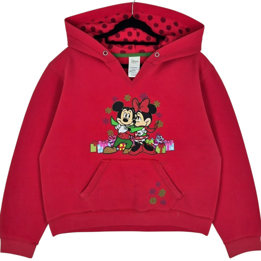 Disney Mickey Mouse Red V Neck Hoodie Size XL