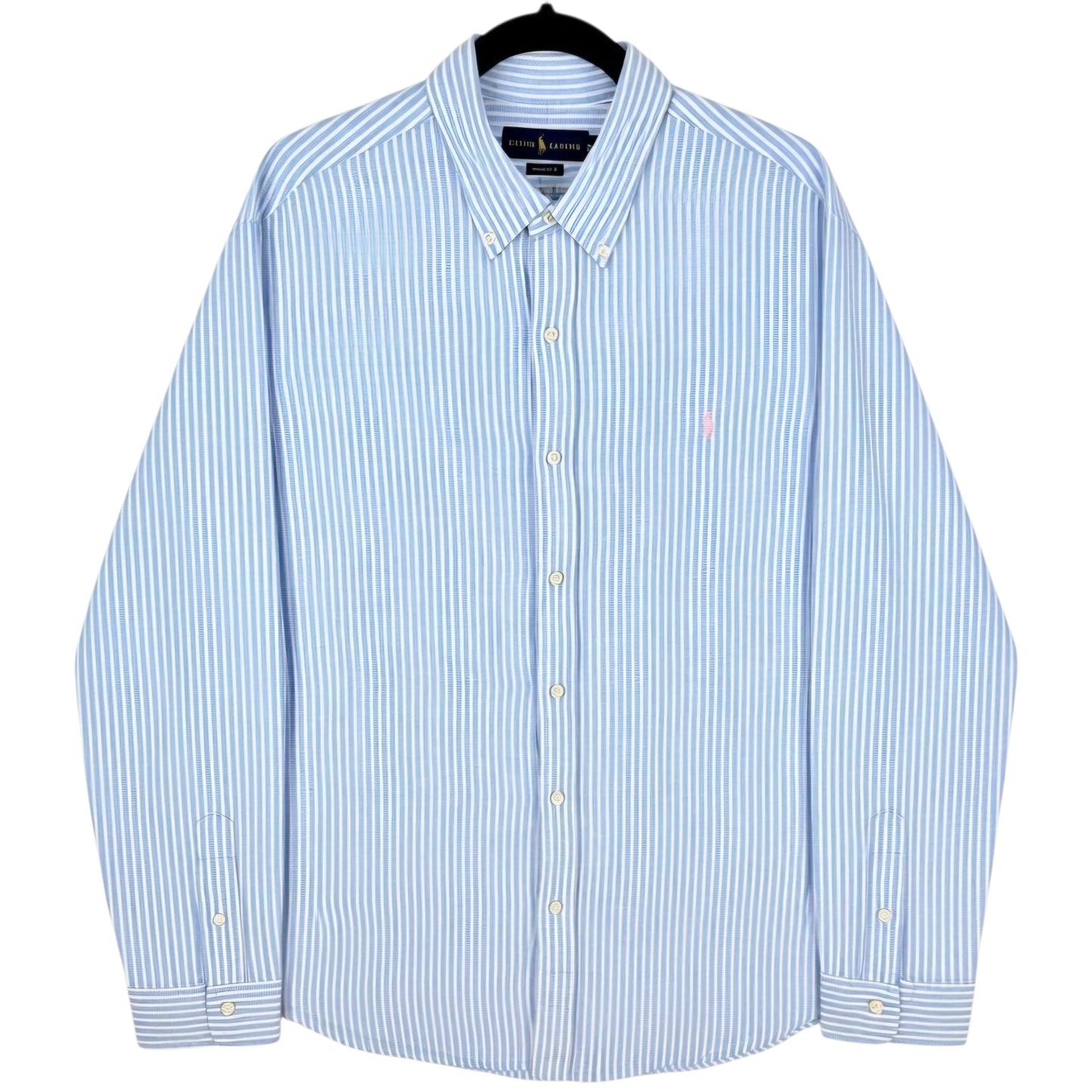 Polo Ralph Lauren Blue & White Striped Classic Fit Linen Dress Shirt Size XL
