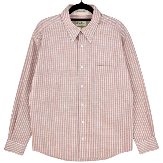 Vintage Eddie Bauer 90's Orange Checkered Non Iron Dress Shirt Size M
