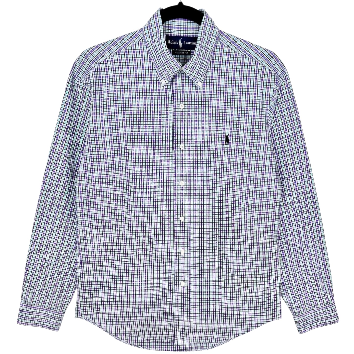 Vintage Polo Ralph Lauren 90's Purple & Green Slim Dress Shit Size M
