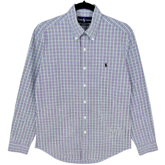 Vintage Polo Ralph Lauren 90's Purple & Green Slim Dress Shit Size M