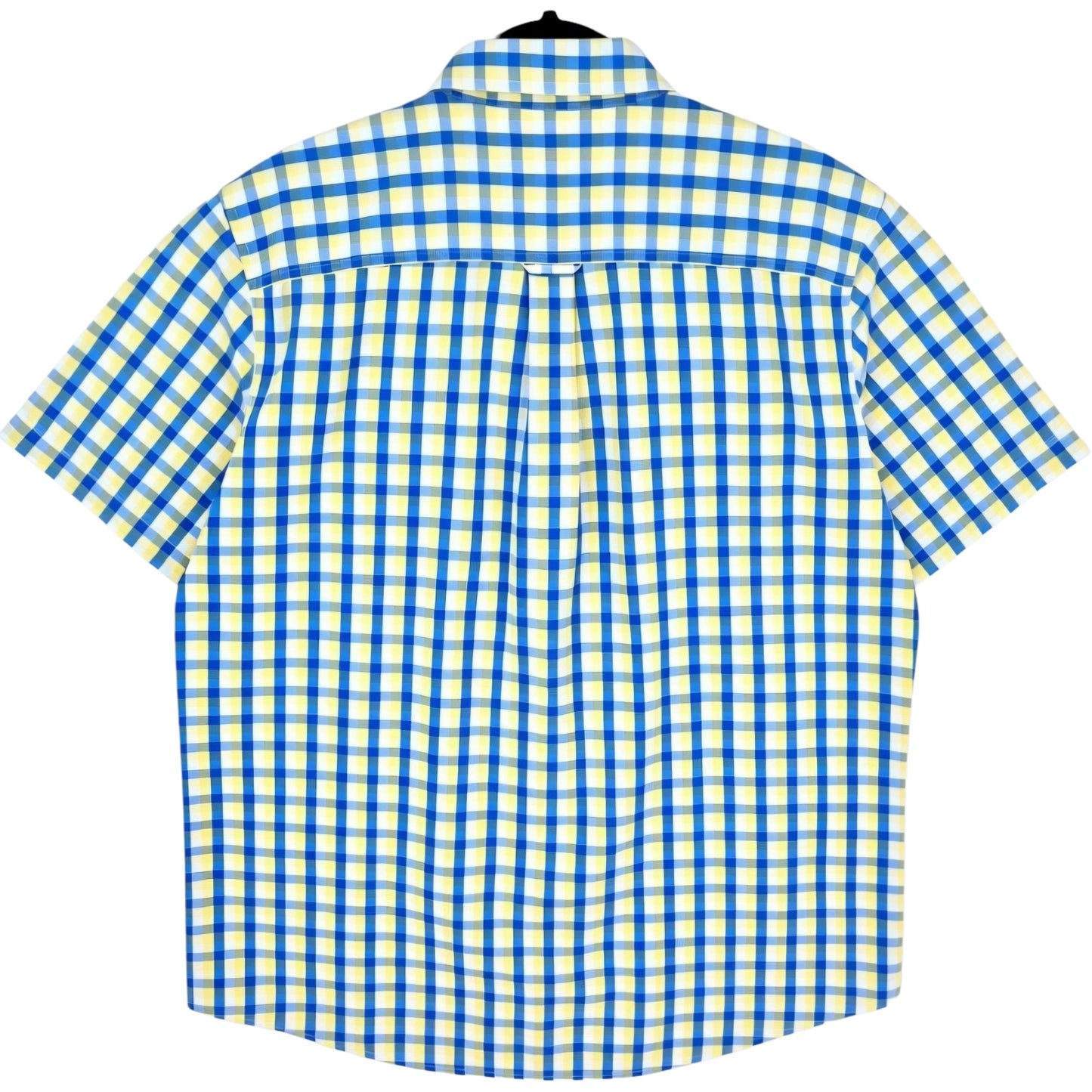 Chaps Blue & Yellow Checkered Short Sleeve Button Shirt Size L