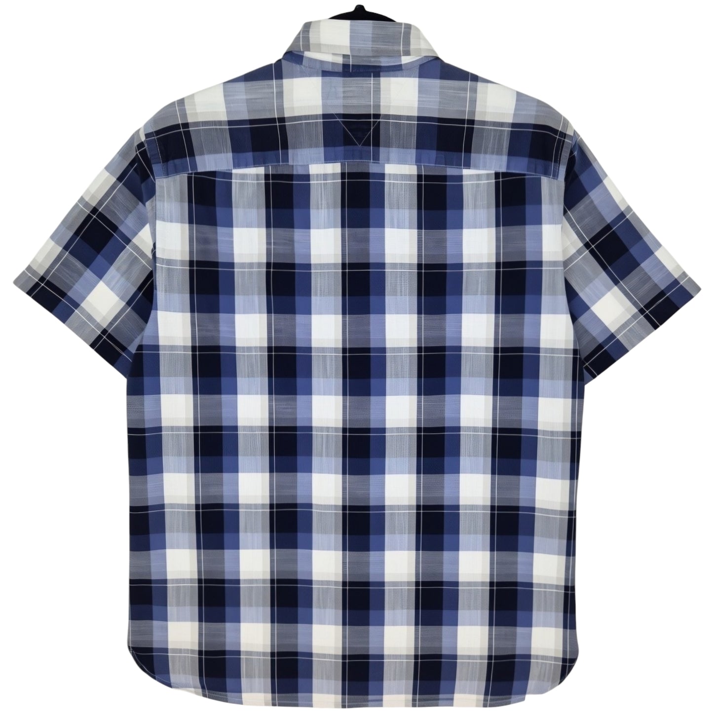Tommy Hilfiger Dark Blue & Grey Short Sleeve Button Shirt Size M