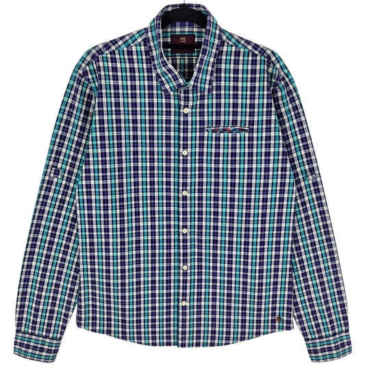 Scotch & Soda Green & Purple Checkered Slim Dress Shirt Size M