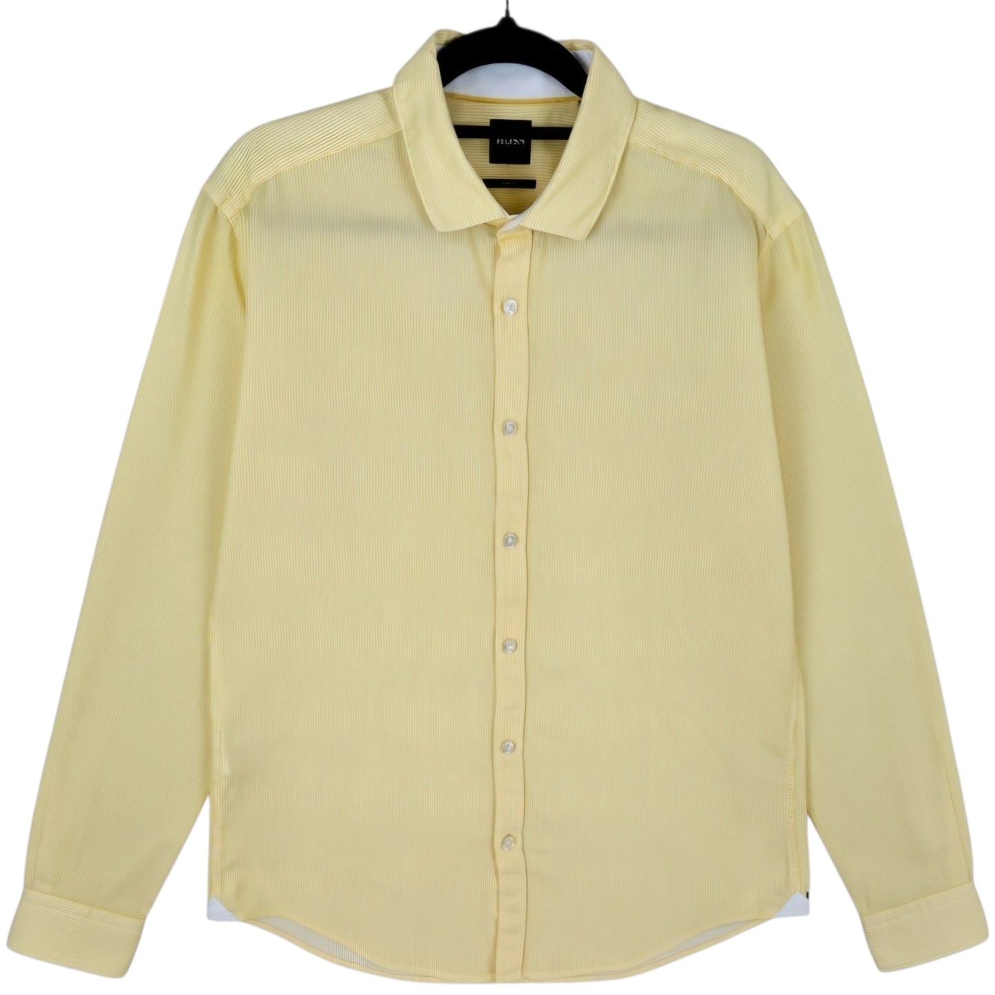 Hugo Boss Yellow Textured Slim Fit Dress Shirt Size M