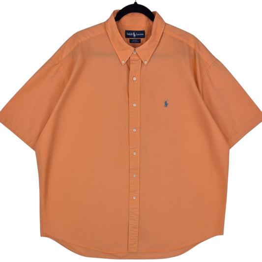 Vintage Polo Ralph Lauren 90's Orange Short Sleeve Button Shirt Size 4XL