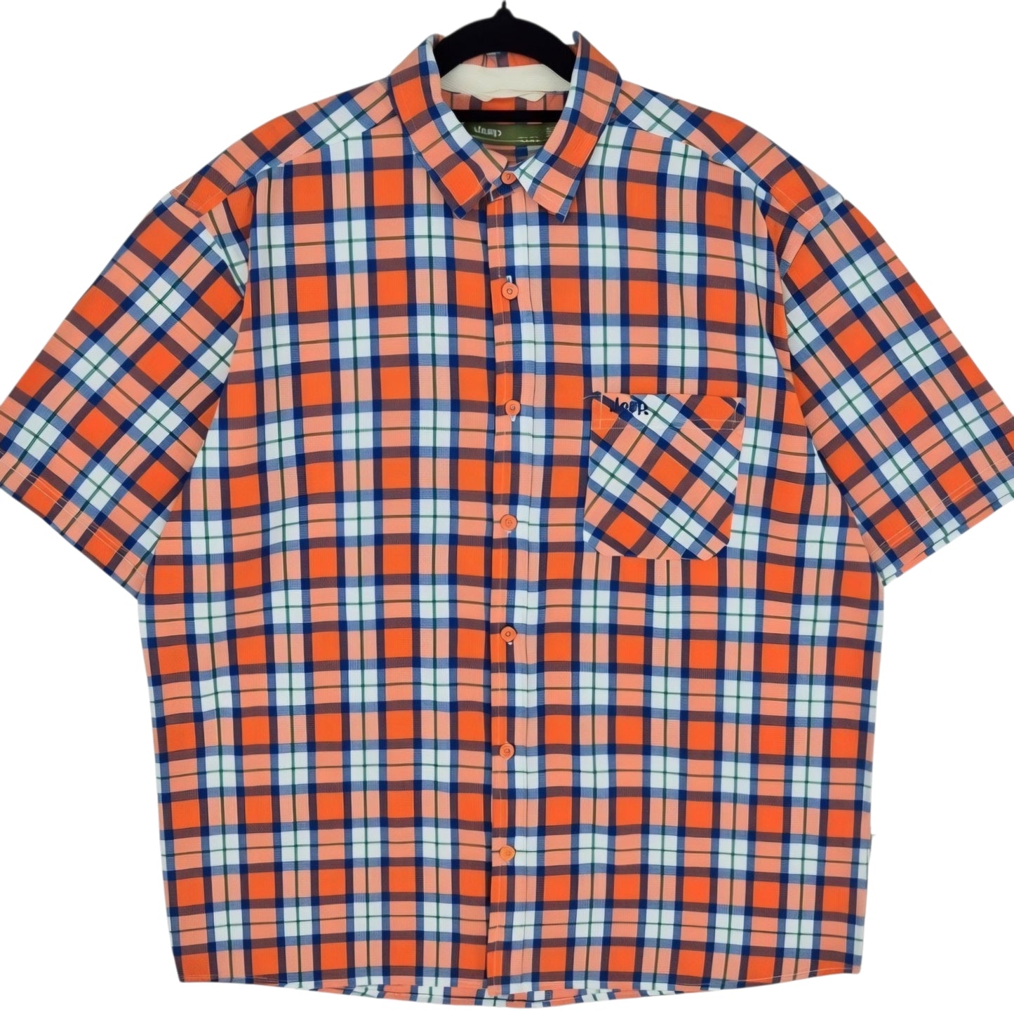 Jeep Orange Textured Short Sleeve Button Shirt Size 2XL