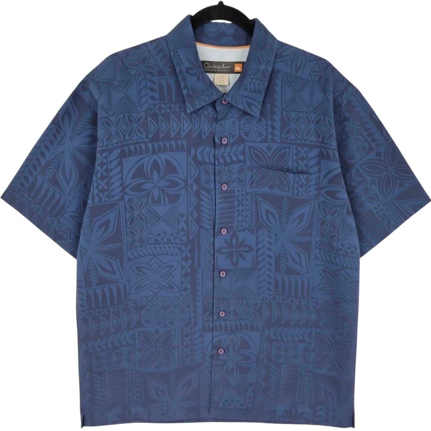 Quiksilver Waterman Collection Dark Blue Short Sleeve Button Shirt Size M