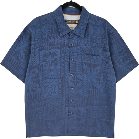 Quiksilver Waterman Collection Dark Blue Short Sleeve Button Shirt Size M