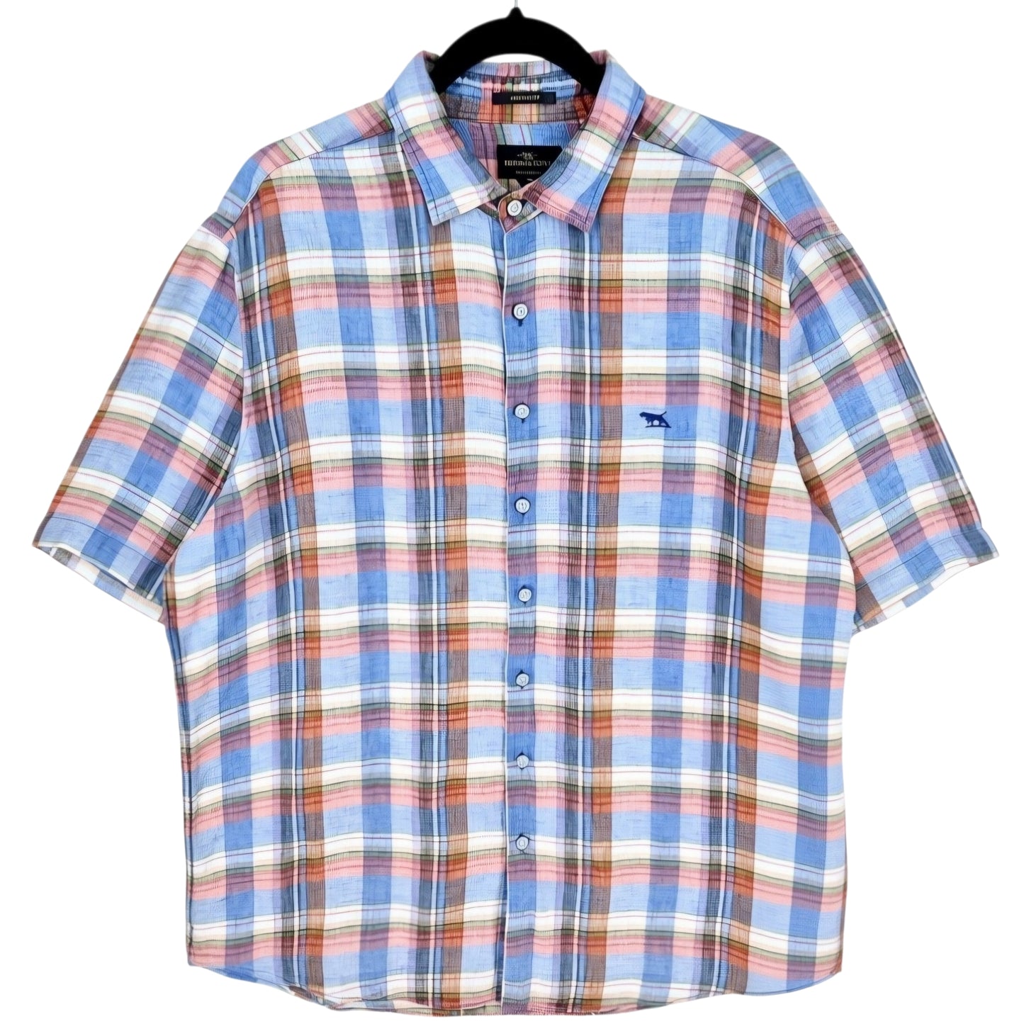 Rodd & Gunn Colourful Checkered Linen Short Sleeve Button Shirt Size XL