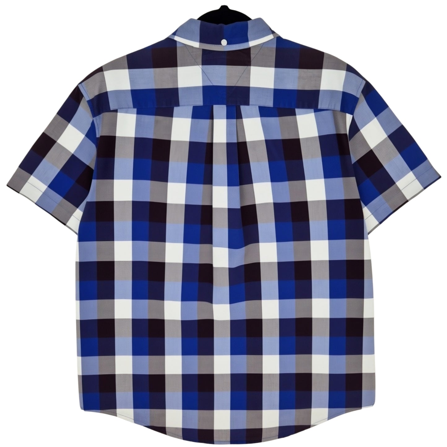 Tommy Hilfiger Blue Checkered Short Sleeve Button Shirt Size L