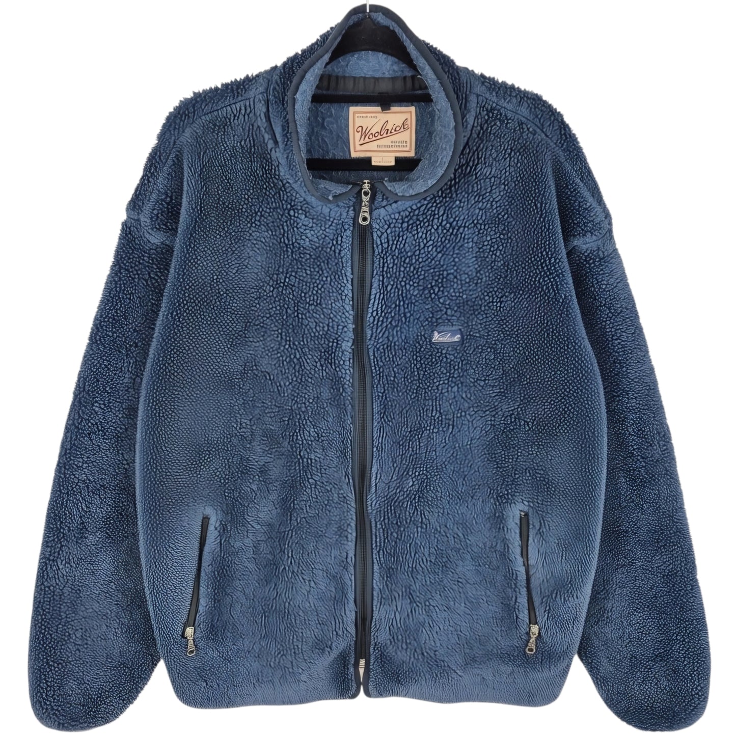 Vintage Woolrich 90's Dark Blue USA Made Fleece Zip Jumper Size L