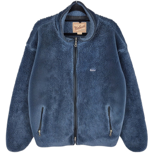 Vintage Woolrich 90's Dark Blue USA Made Fleece Zip Jumper Size L