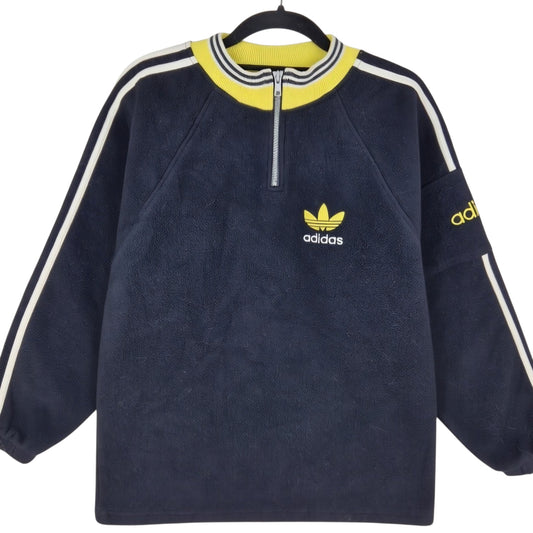 Vintage Adidas 90's Black Quarter Zip Fleece Jumper Size S