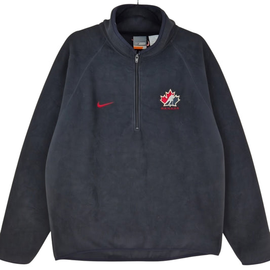 Vintage Nike Bauer 2000's Black Canada Hockey Fleece Jumper Size L