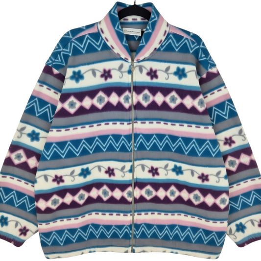Alfred Dunner Blue & Purple Fleece Zip Jumper Size XL