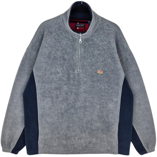 Vintage Bugle Boy 90's Grey Quarter Zip Fleece Jumper Size M