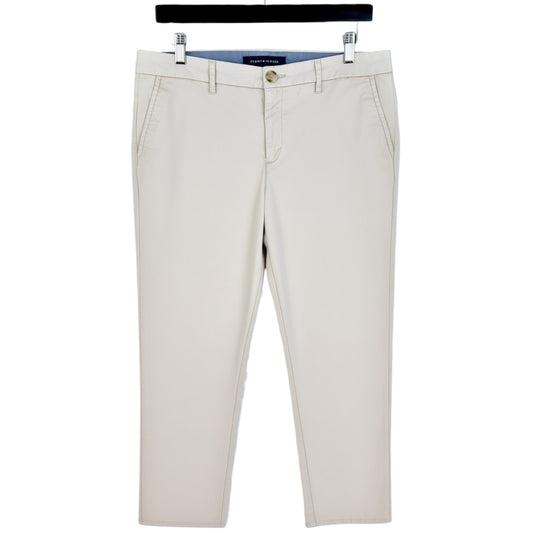 Tommy Hilfiger Womens Cream Brown Tapered Chino Pants W34