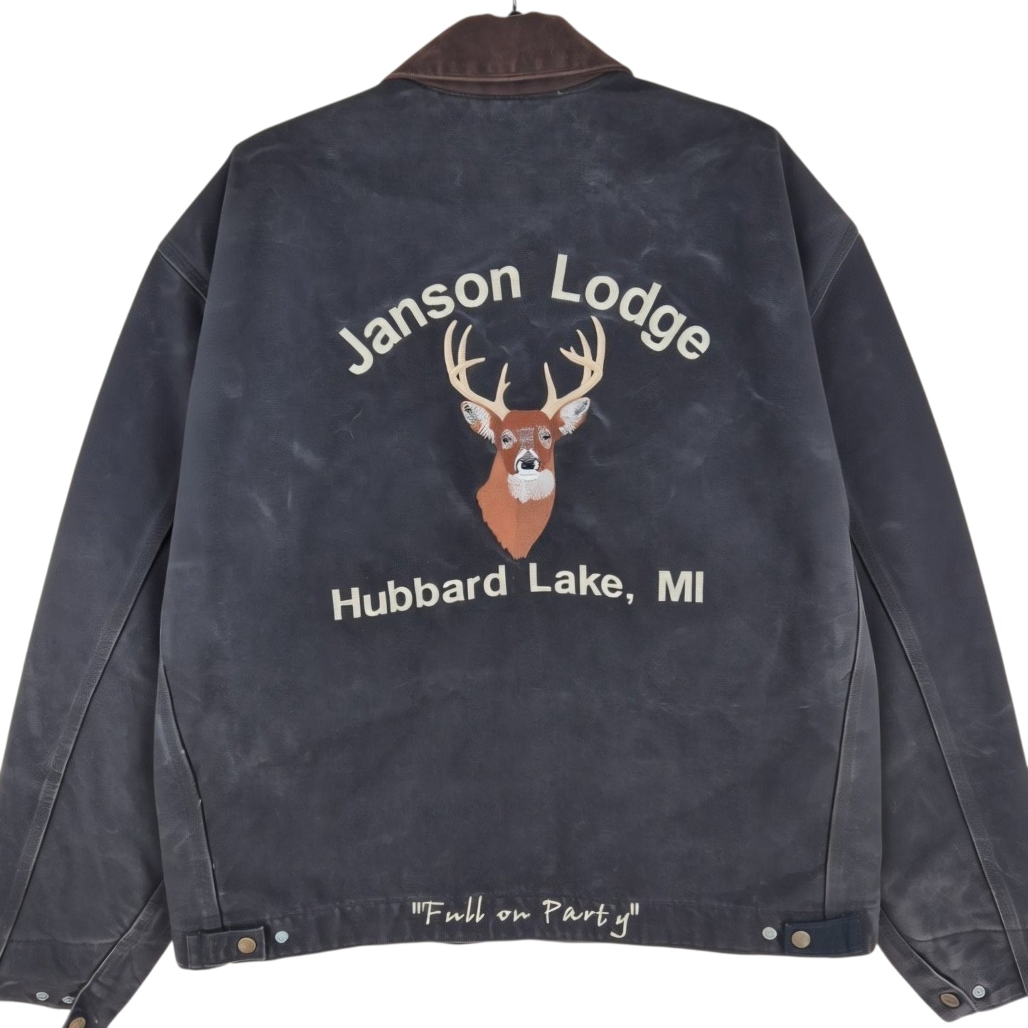 Vintage Carhartt 90's Jackson Lodge Black Heavy Denim Jacket Size XL
