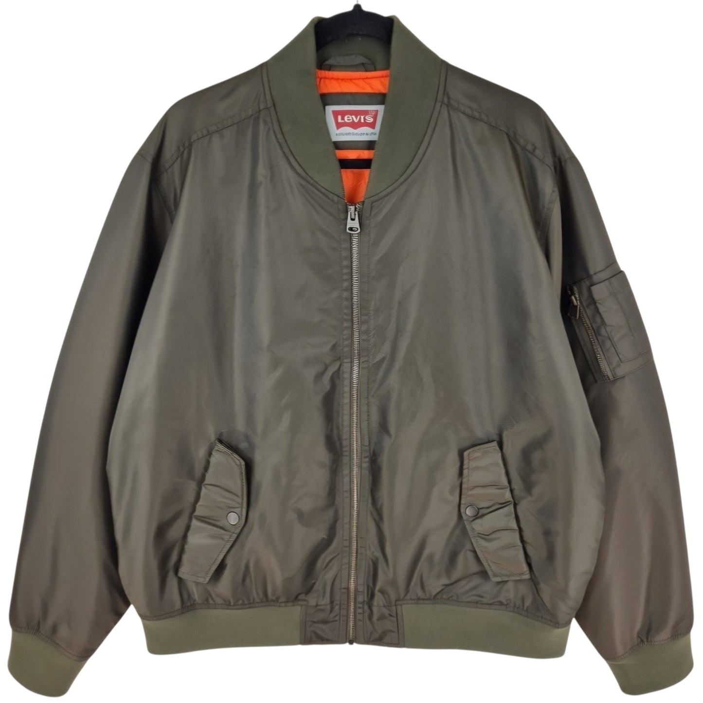 Levis Olive Green Quilted Nylon Bomber Jacket Size XL