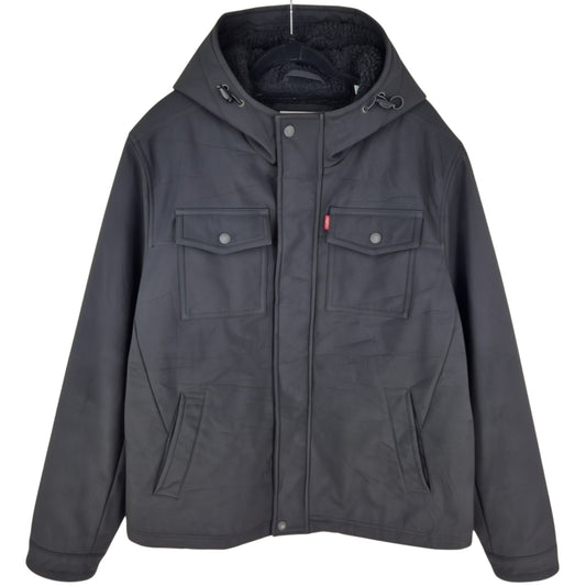 Levis Black Fleece Insualted Heavy Quilted Jacket Size L