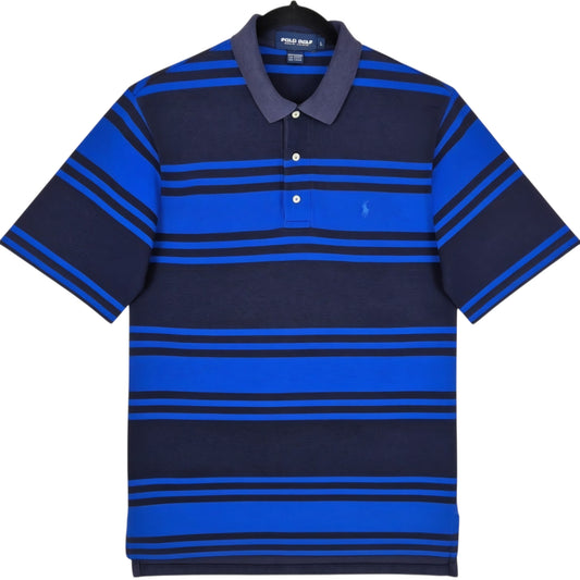 Vintage Polo Ralph Lauren Golf 90's Blue Striped Polo Shirt Size L