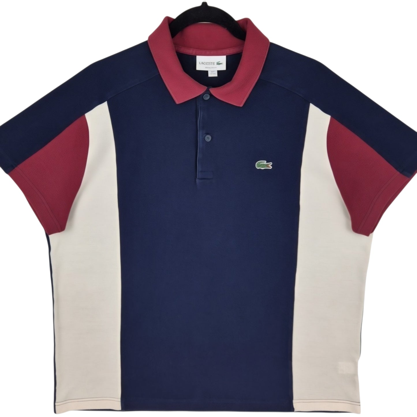 Lacoste Blue White & Burgundy Polo Shirt Size 2XL