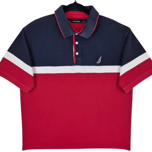 Nautica Red & Blue Polo Shirt Size XL