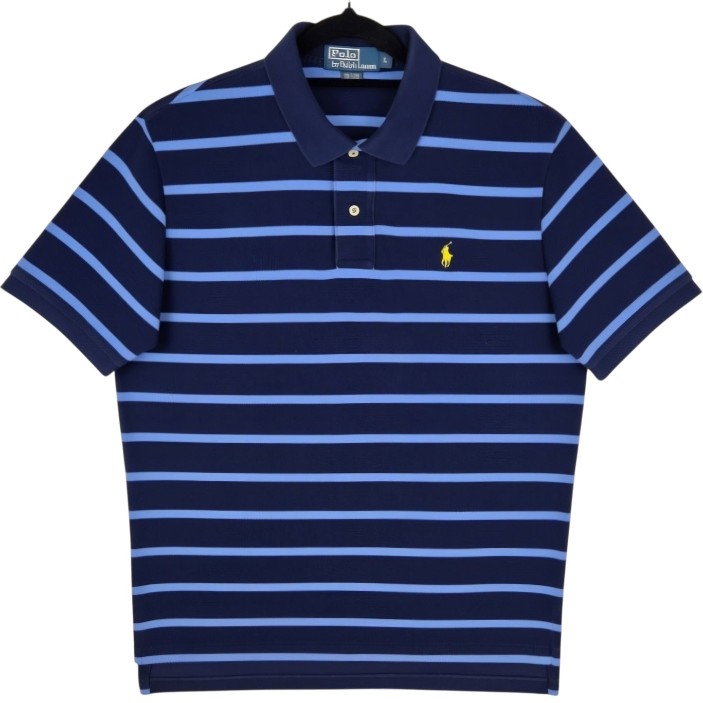 Vintage Polo Ralph Lauren 90's Dark Blue Striped Polo Shirt Size L