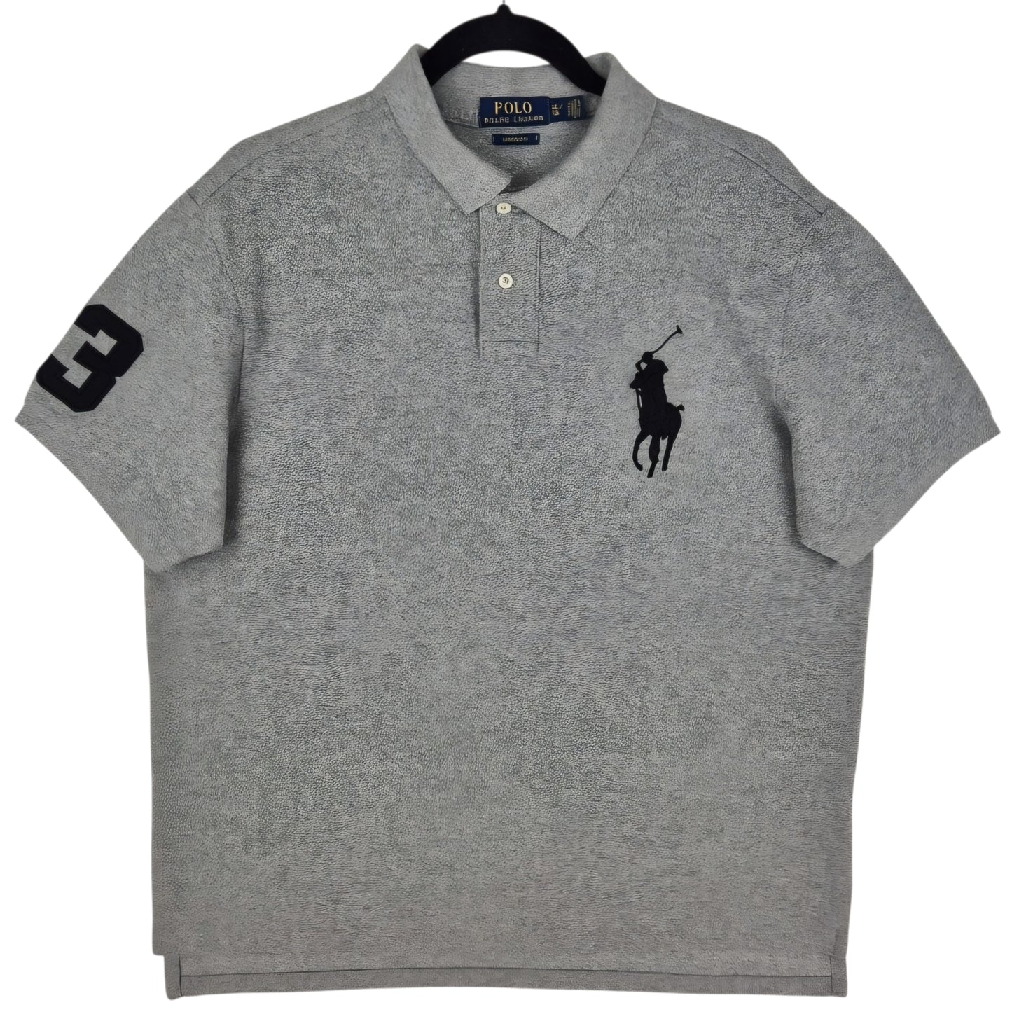 Polo Ralph Lauren Grey Big Pony Embroidered Custom Fit Polo Shirt Size XL